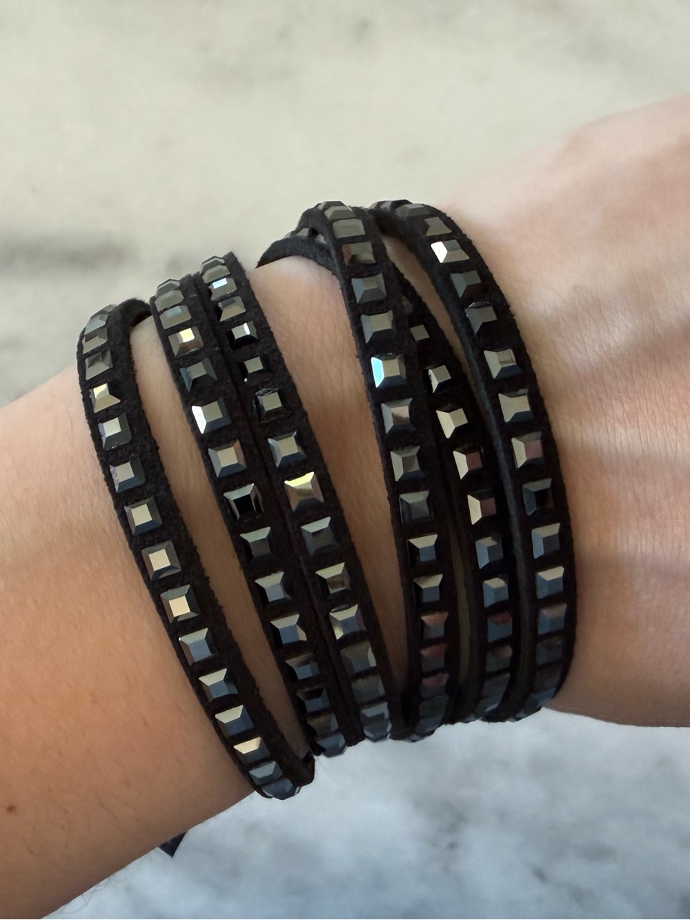 Swarovski Black Multi-Wrap Bracelet with Square Crystals